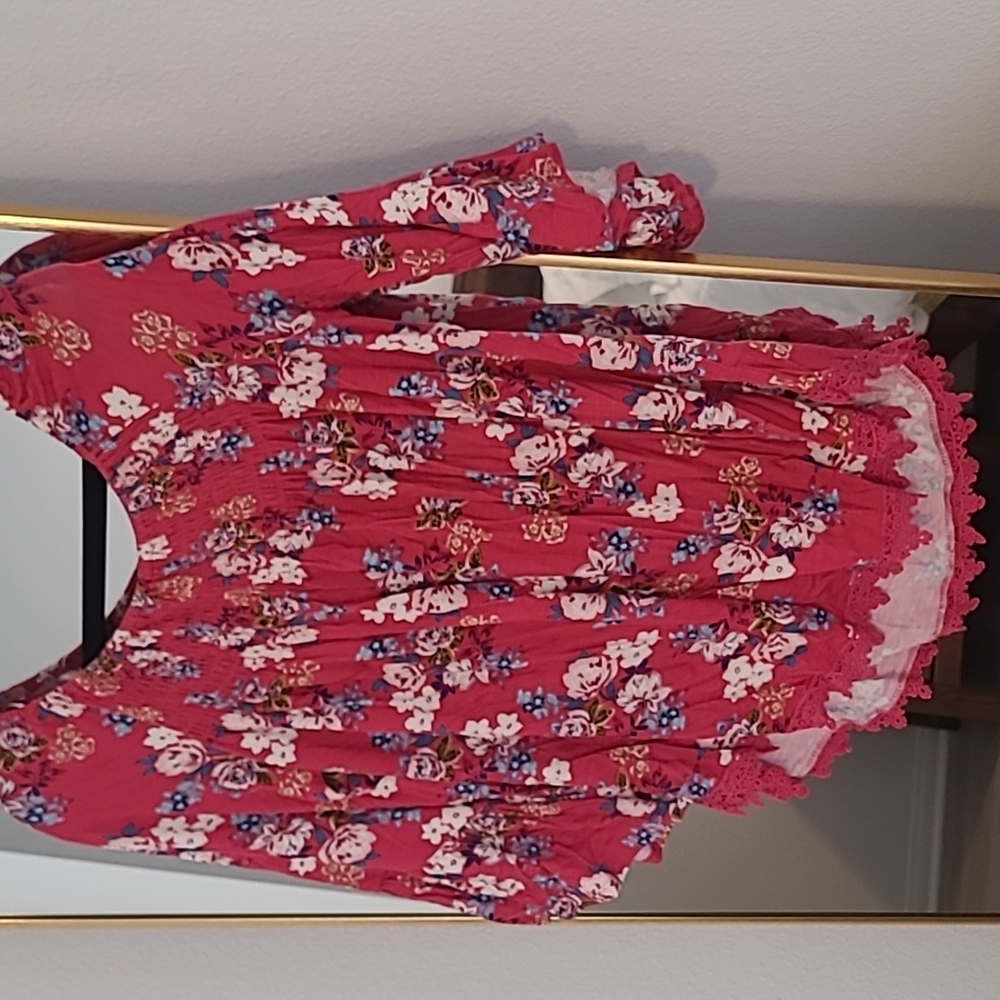 Fuchsia floral off the shoulder top